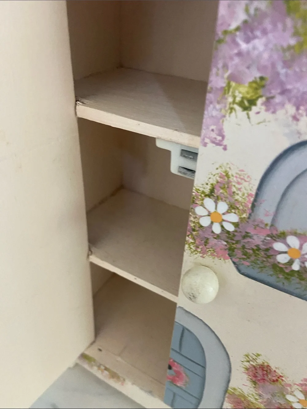 Hand-Painted Cream and Gray Kids Jewelry Armoire